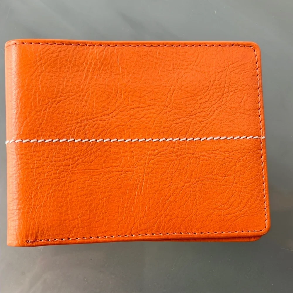 🍊NWOT Wallet | Orange Leather Bi-Fold Key Card/Cash Holder by Wilsons Leather